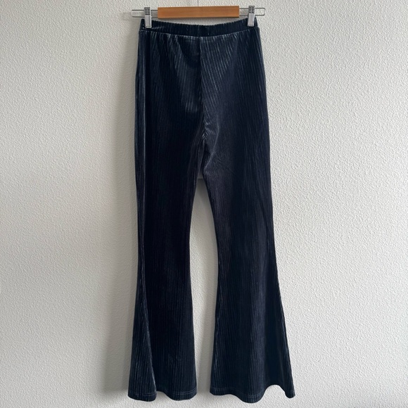 Natural Life Joplin High-Rise Velvet Flare Pants Pull On Blue Boho Fall Winter - Picture 6 of 10